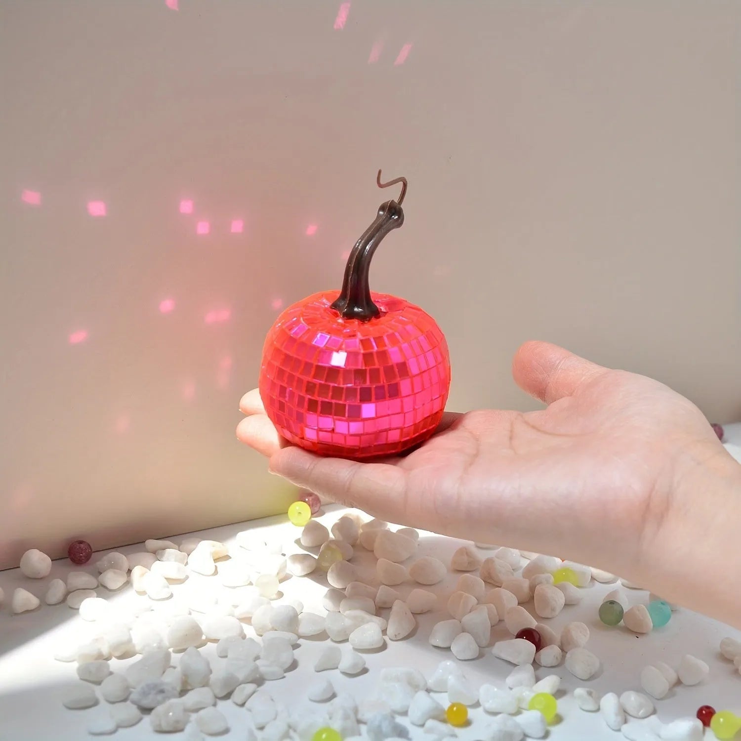 Halloween decoration mirror glass pumpkin ornament with bionic design in Chinese style