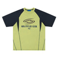 Men's blue hip hop letter print cotton T-shirt with raglan sleeves shown front view