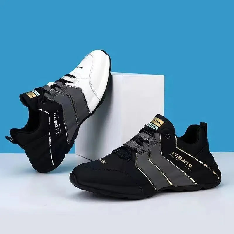 Teenagers casual low-top sneakers with mesh lining and round toe in black and grey colour