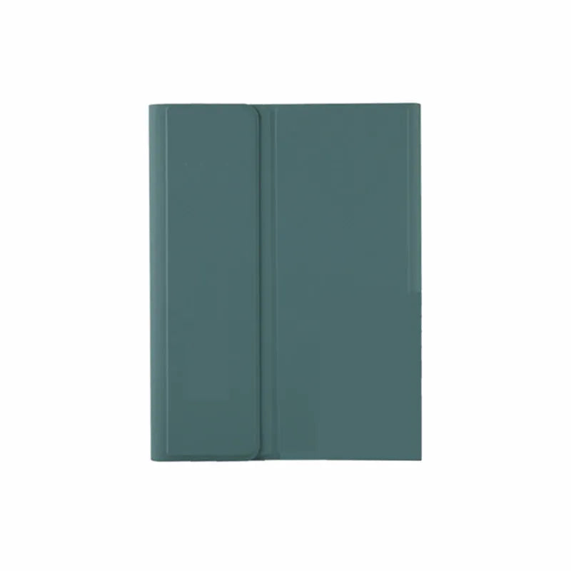 Samsung tablet magnetic keyboard case in dark night green showing tri-fold design and built-in bracket.