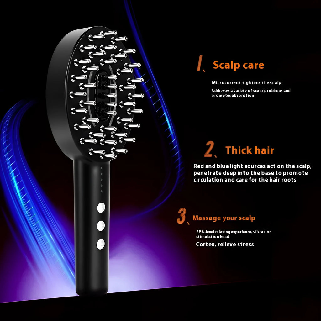 Black scalp medicine supplying device with vibration massage functions for therapeutic scalp soothing