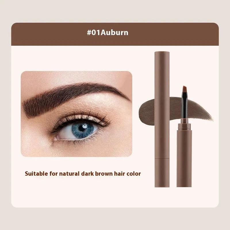 Double-headed eyebrow cream kit showing pencil and powder ends with five shade options displayed.