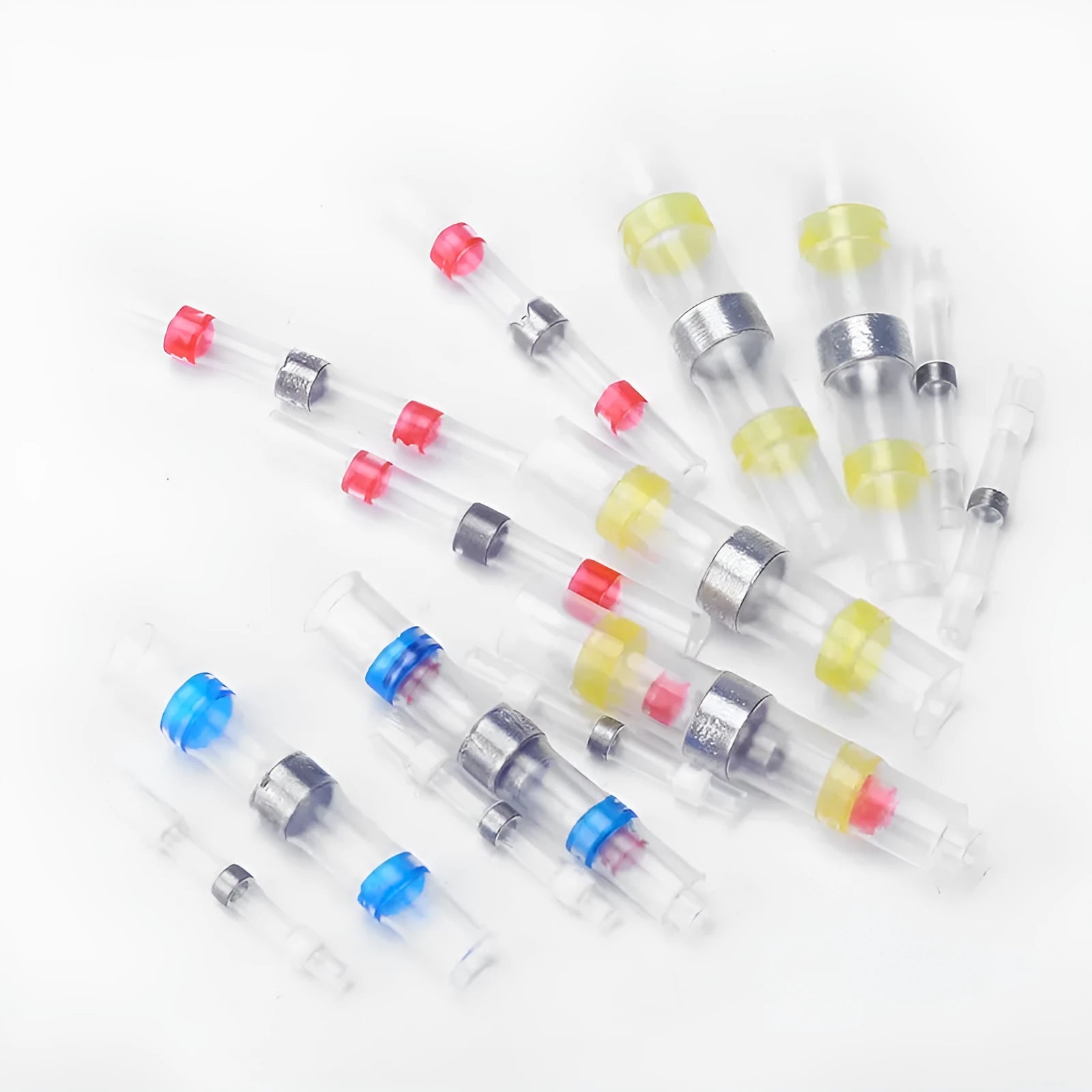 Heat shrink solder ring terminal connector in multiple colours for 32 amp wiring applications
