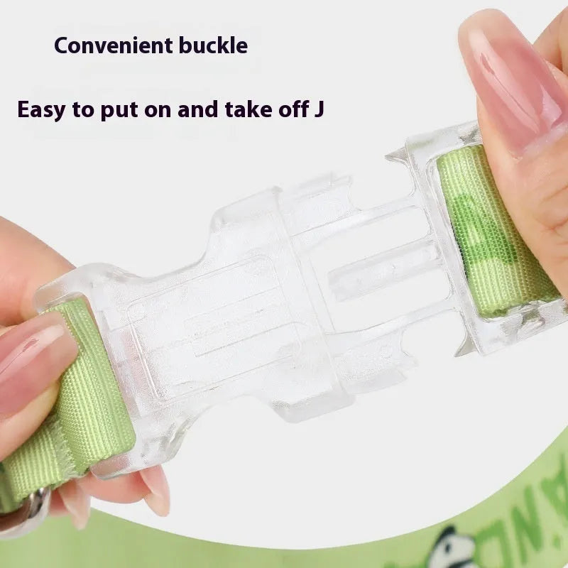Adjustable nylon dog collar with cartoon gradient pattern in panda green colour showing plastic buckle closure
