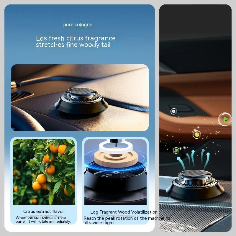 Solar-powered electromagnetic de-icing vehicle aromatherapy decoration in black colour