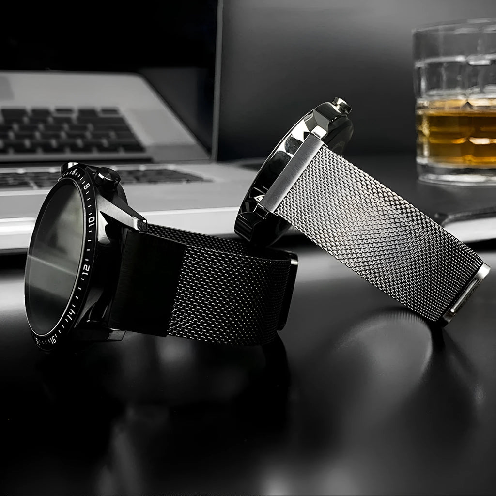 Stainless steel card strap watch band for Garmin Fenix smartwatch in silver finish