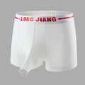 Men's Ice Silk trunk open boxers in grey blue colour, showing thin knitted fabric and mid waist design.