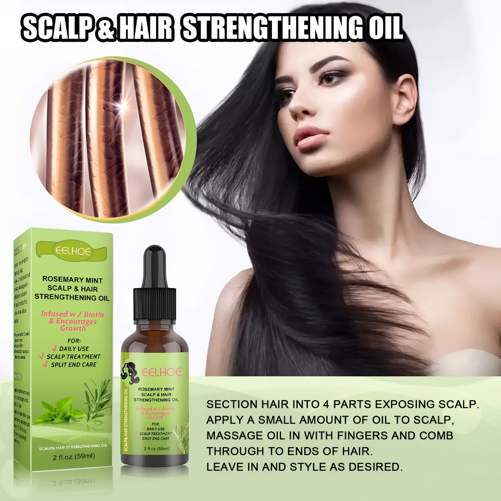 59ml bottle of Rosemary Mint Hair Growth Fluid with natural plant extracts for scalp care.