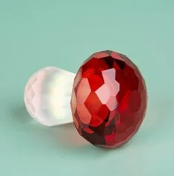Colourful mushroom decorative crystal craft in modern geometric style measuring 40mm by 53mm