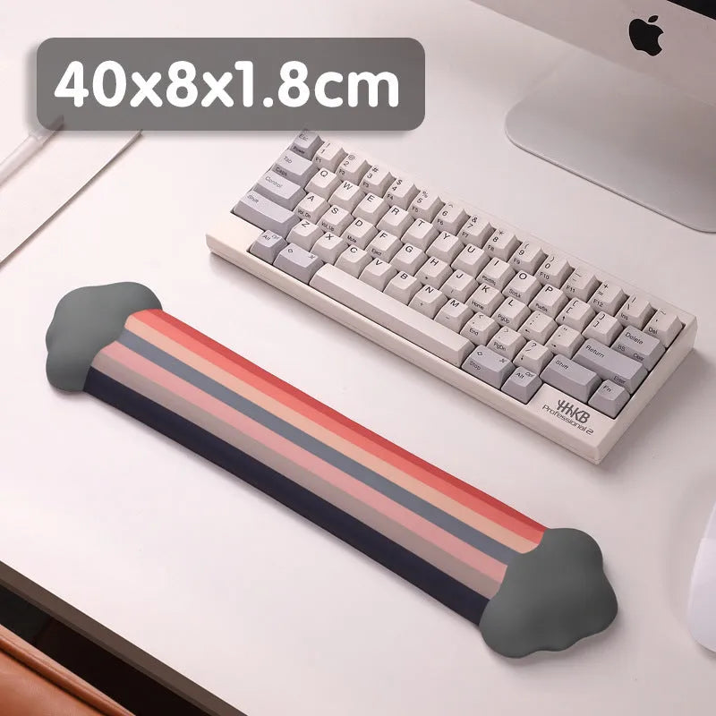 Silica gel wrister mouse pad with matching keyboard support featuring cloud pattern designs