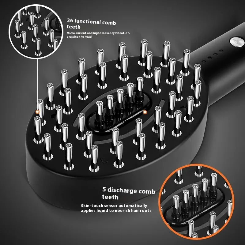 Black scalp medicine supplying device with vibration massage functions for therapeutic scalp soothing