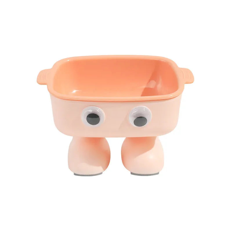 Robot-shaped elevated cat bowl with 15-degree tilt design in green colour