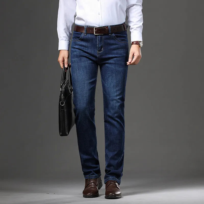 Stretch denim jeans in K276 Black colour showing straight-leg style and mid waist design