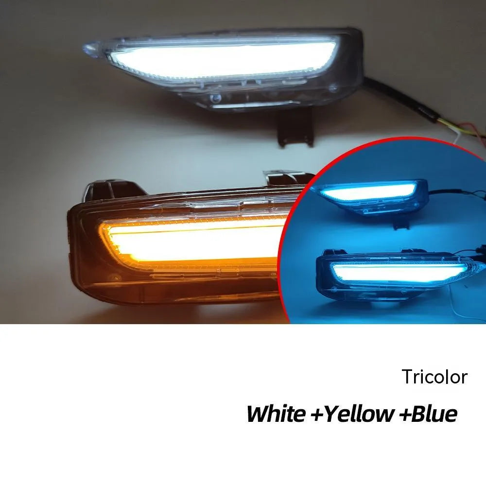 Infiniti Q50 Q70 front bumper LED daytime running light and turn signal unit with ABS housing.