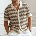 Short sleeve summer sweater with hollow jacquard corrugated texture and flocked detailing in Tencel fabric