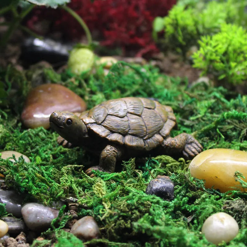 Green resin turtle ornament for micro landscape gardening and terrarium displays