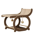 Solid wood cat bed with sisal scratching surface in walnut colour recliner design