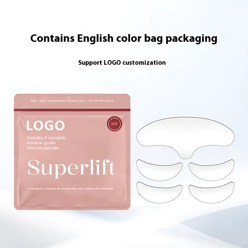 Five silicone anti-wrinkle face stickers set for reusable skincare application