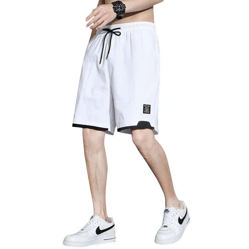 Boys' plus size cotton shorts in overalls style, shown in black, khaki and white.