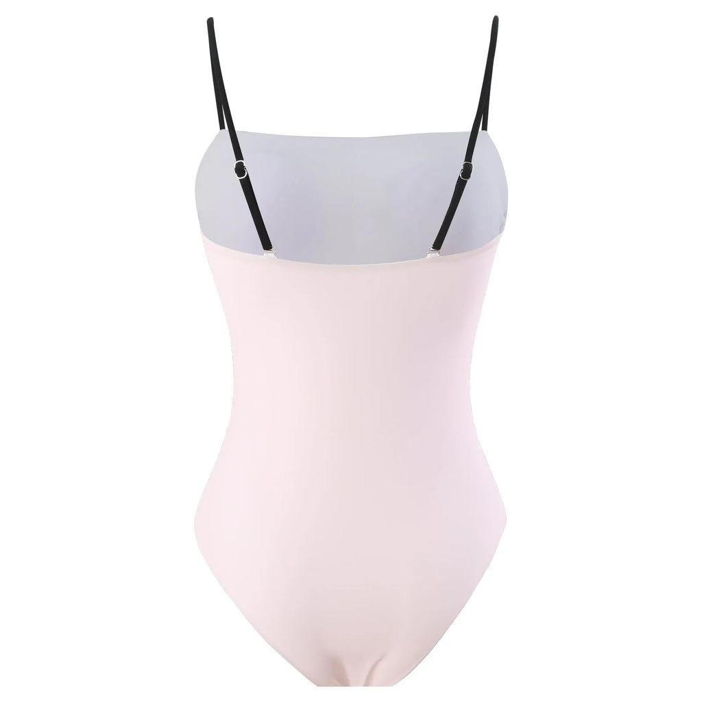 Women's one-piece style bikini two-piece swimsuit set with a white tulle skirt.
