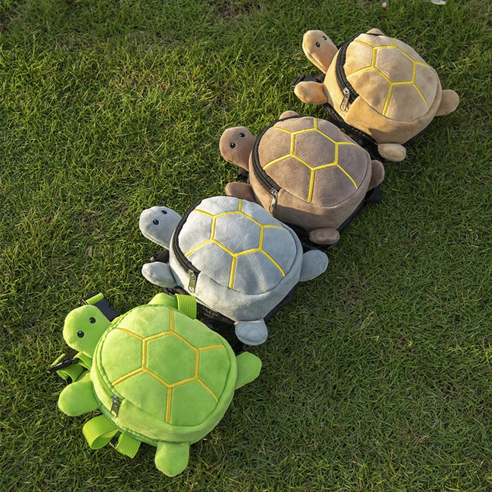 Cartoon turtle shape dog backpack harness vest in velvet with metal zipper closure