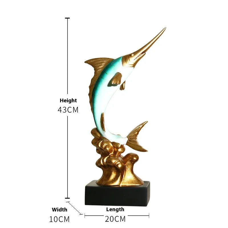 European swordfish decorative ornament made of resin in a choice of four colours.