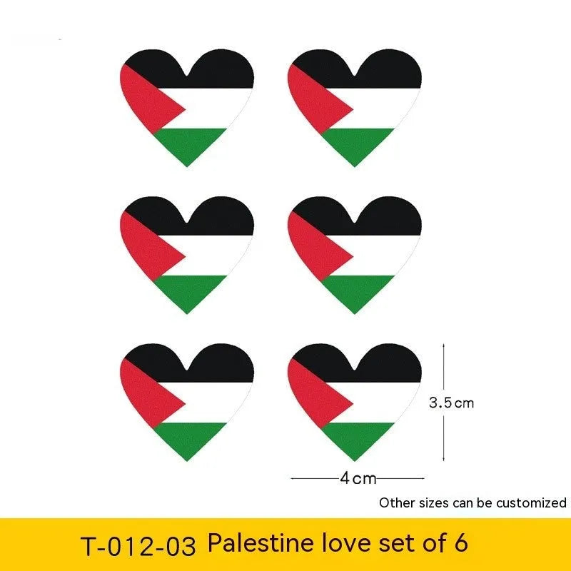 Palestinian flag car decal sticker showing three design options on vehicle window
