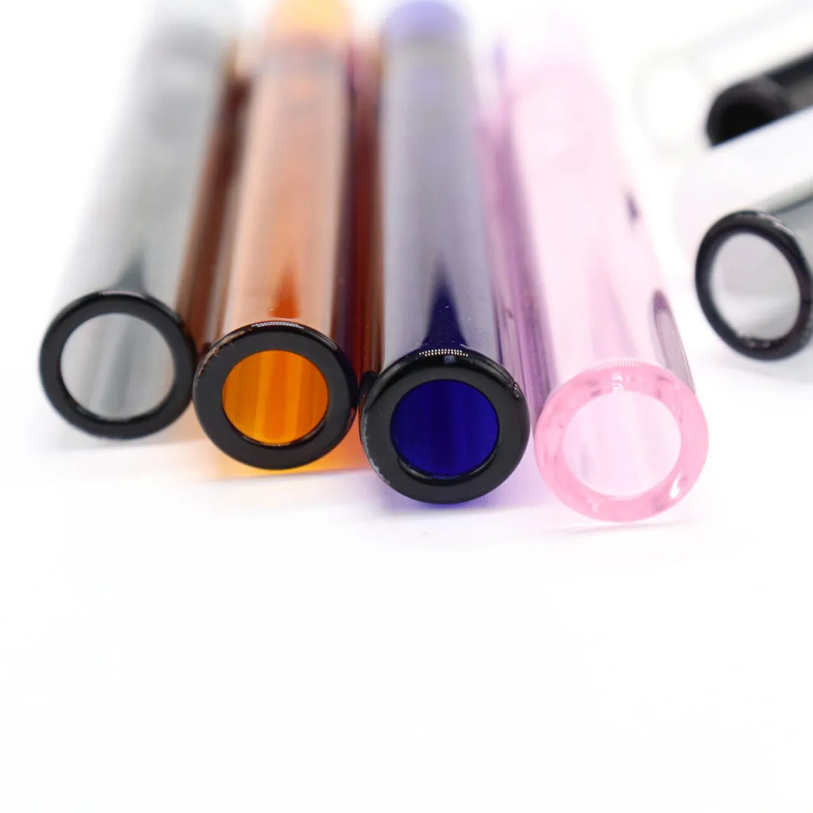 Transparent telescopic glass smoking pipe with colour mixing pink design and straight suction nozzle