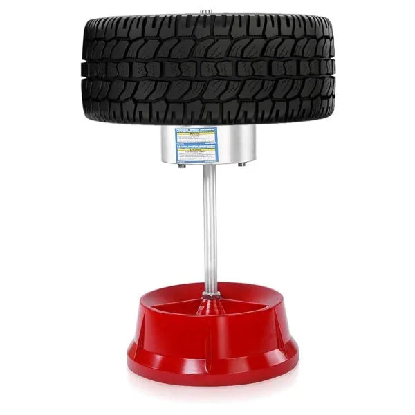 Portable hub wheel balancer with aluminium head and bull's eye level on enamel base