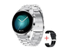 Smart watch with colour touch screen showing heart rate data, with a black silicone sports strap on a wrist.