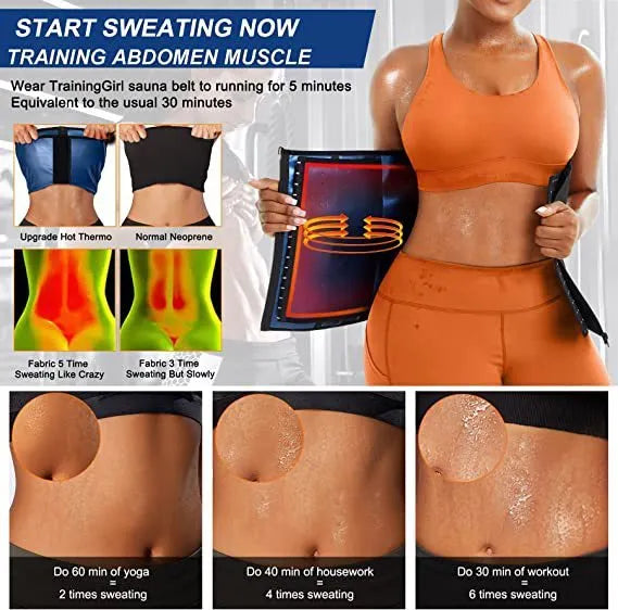 Neoprene sports abdominal belt showing adjustable abdomen contracting function in painted blue colour