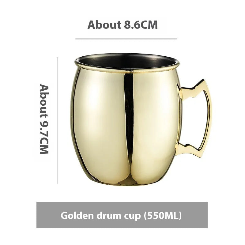 Stainless steel Moscow Mule copper plated cup with glass lining and hammer point texture