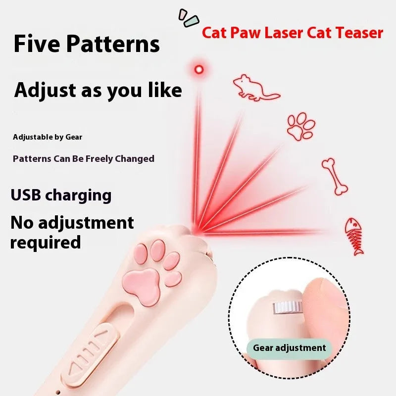 Funny cat pen light charging toy with self-hi relieving stuffy in pink, cream white, or sky blue colour options