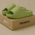 Women's thick bottom beach slippers in beige, black, brown, or green colours with EVA soles