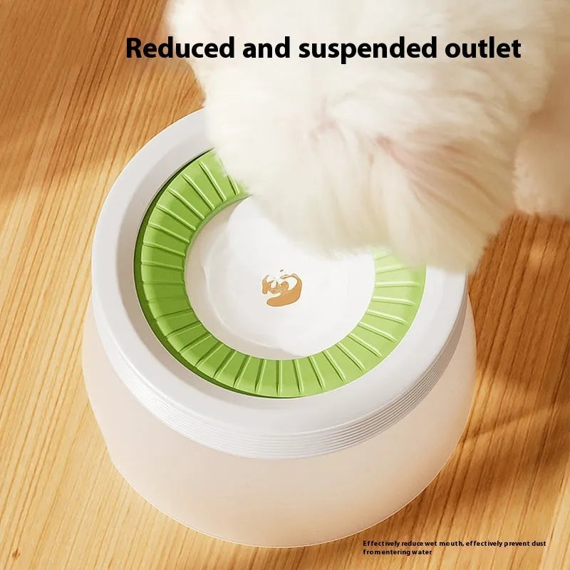 Green pet suspension drinking water bowl with non-wet mouth design on stable plate