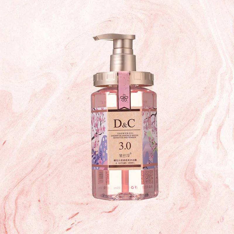 Sakura shampoo, hair mask conditioner, and shower gel set with 500ml bottles