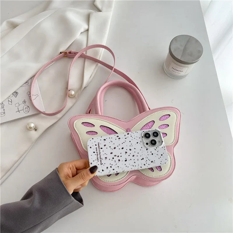 Square crossbody bag in white, pink, blue, or black with contrast colour detailing