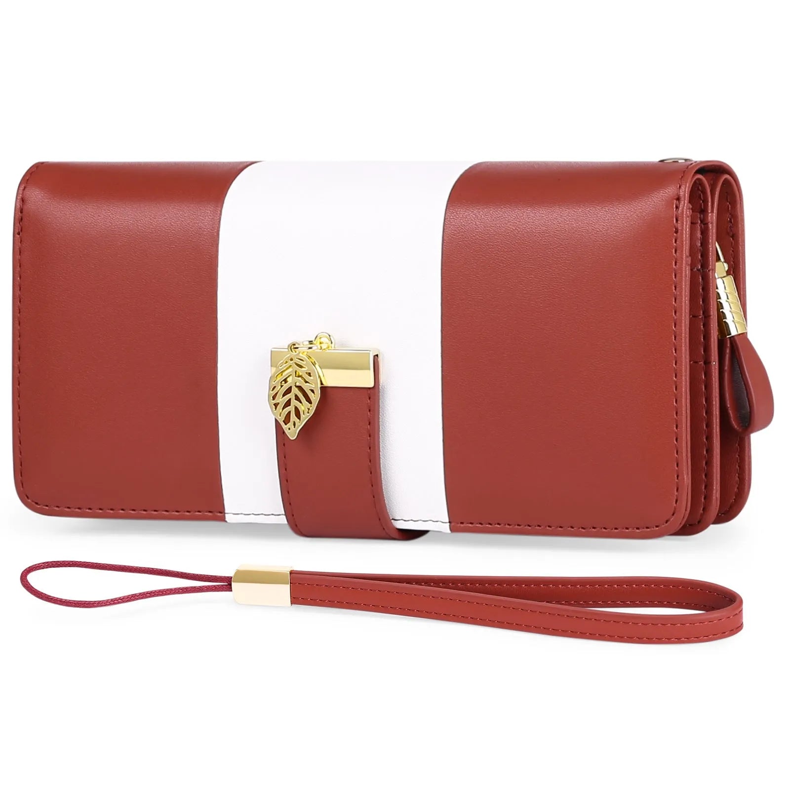 Black anti-theft RFID clutch bag with zip open showing card slots and microfiber lining.