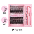 DIY individual false eyelash clusters in natural thick mixed split type on 15.5cm by 15cm card