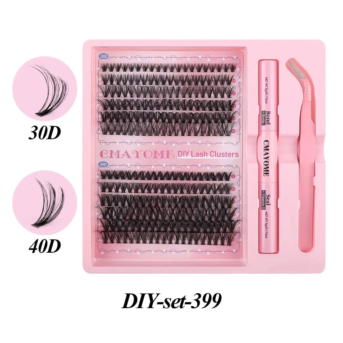 DIY individual false eyelash clusters in natural thick mixed split type on 15.5cm by 15cm card