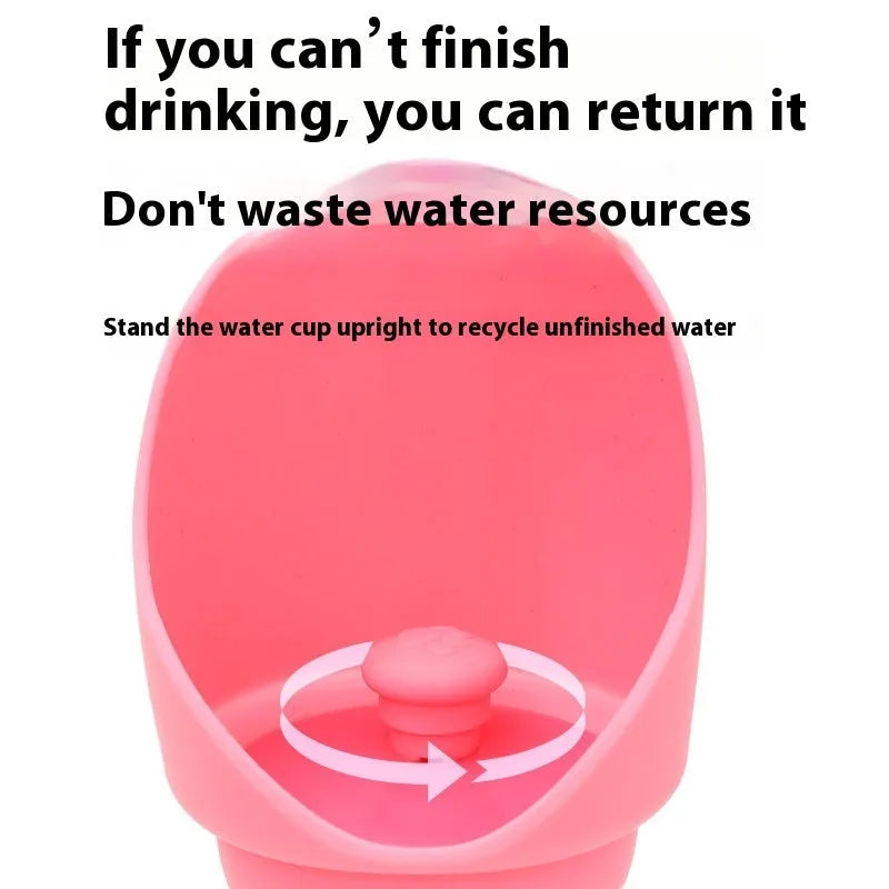 Folded and unfolded silicone pet cup in a choice of colours, showing its portable design.
