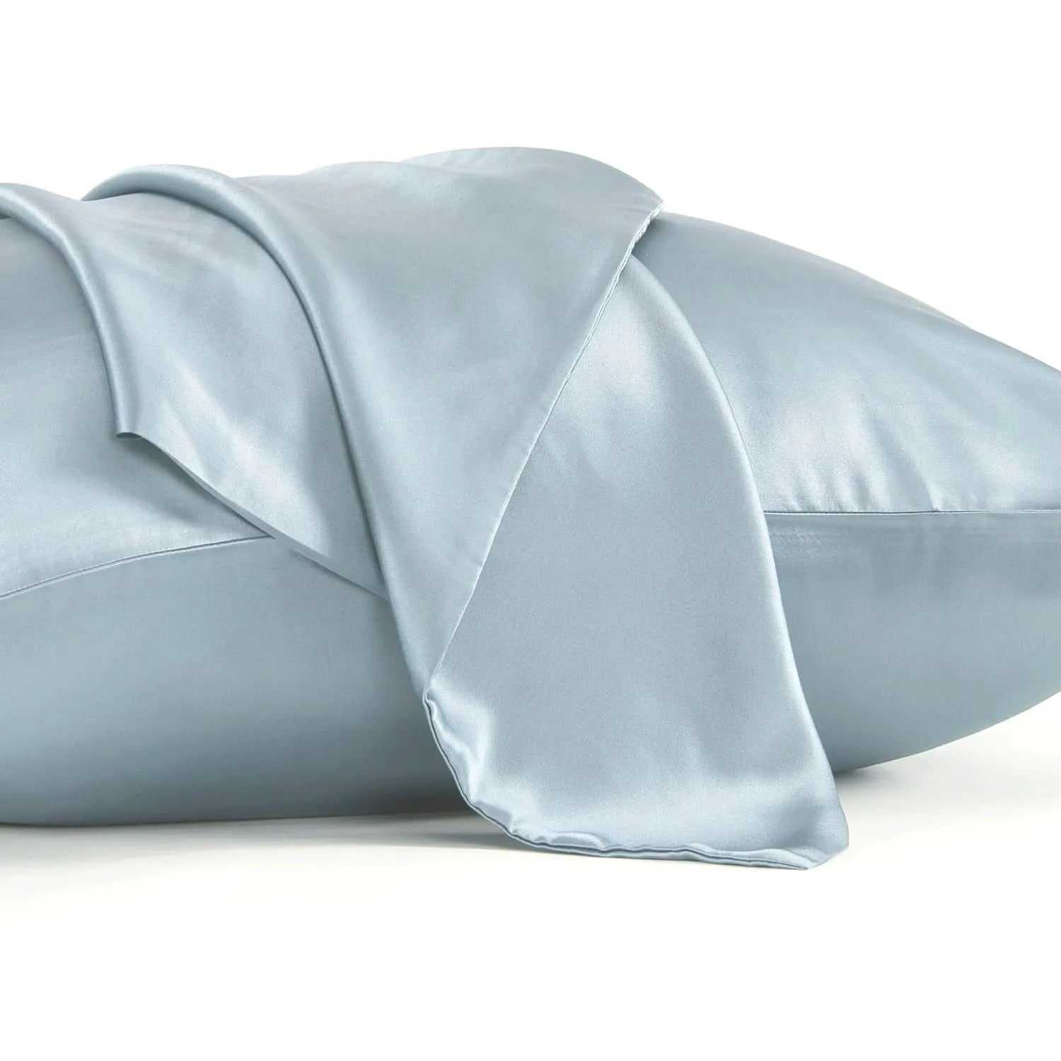 Silk pillowcase with envelope closure in solid colour showing mulberry silk fabric texture