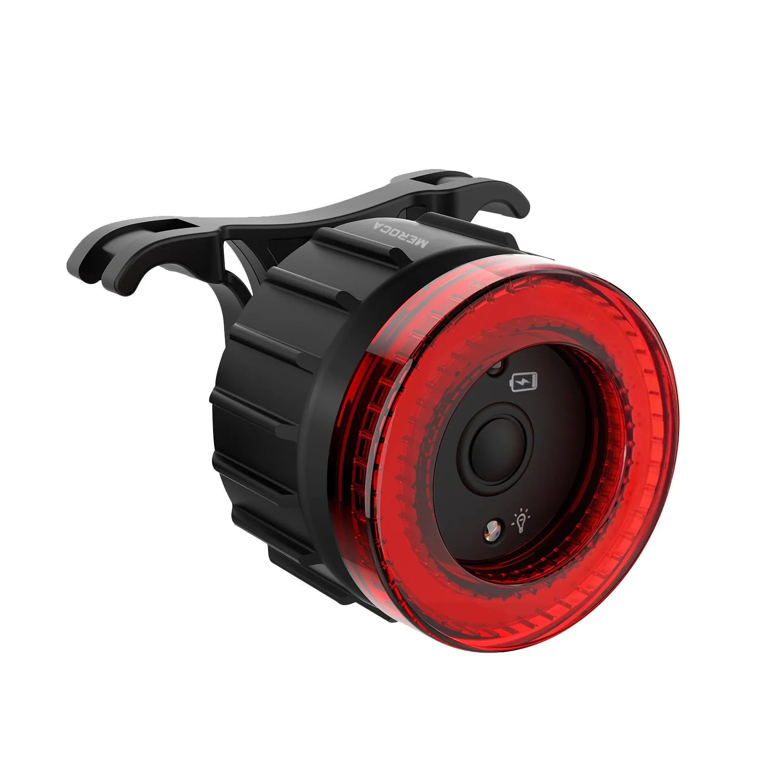 Black intelligent induction bicycle brake taillight with seat tube mounting bracket