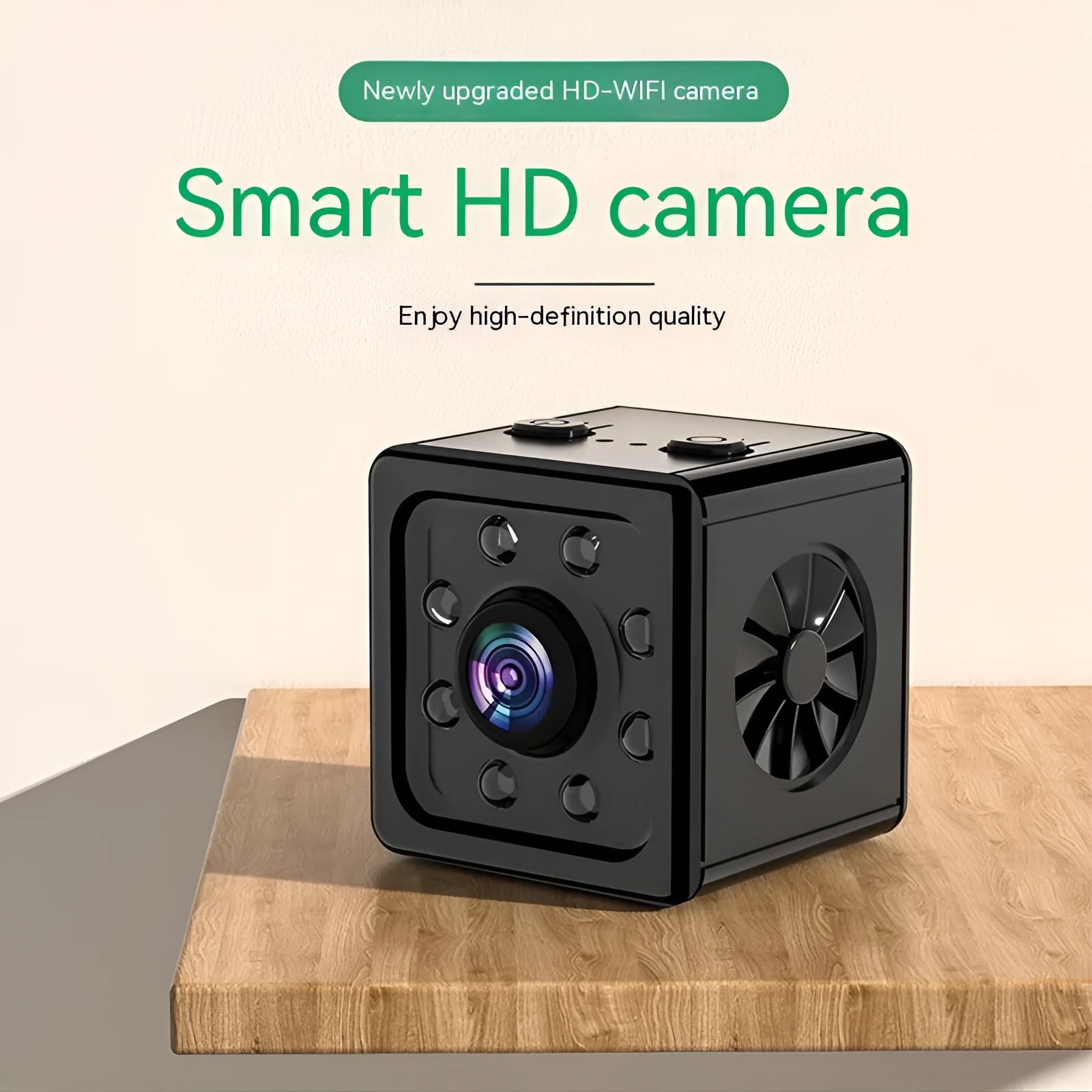 Black K13 network sports camera with 26mm cubic design shown with mounting bracket