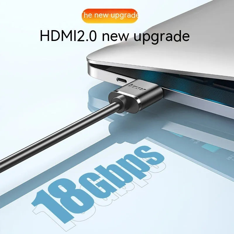 Gold-plated HDMI computer connection cable with thin, flexible black cord.