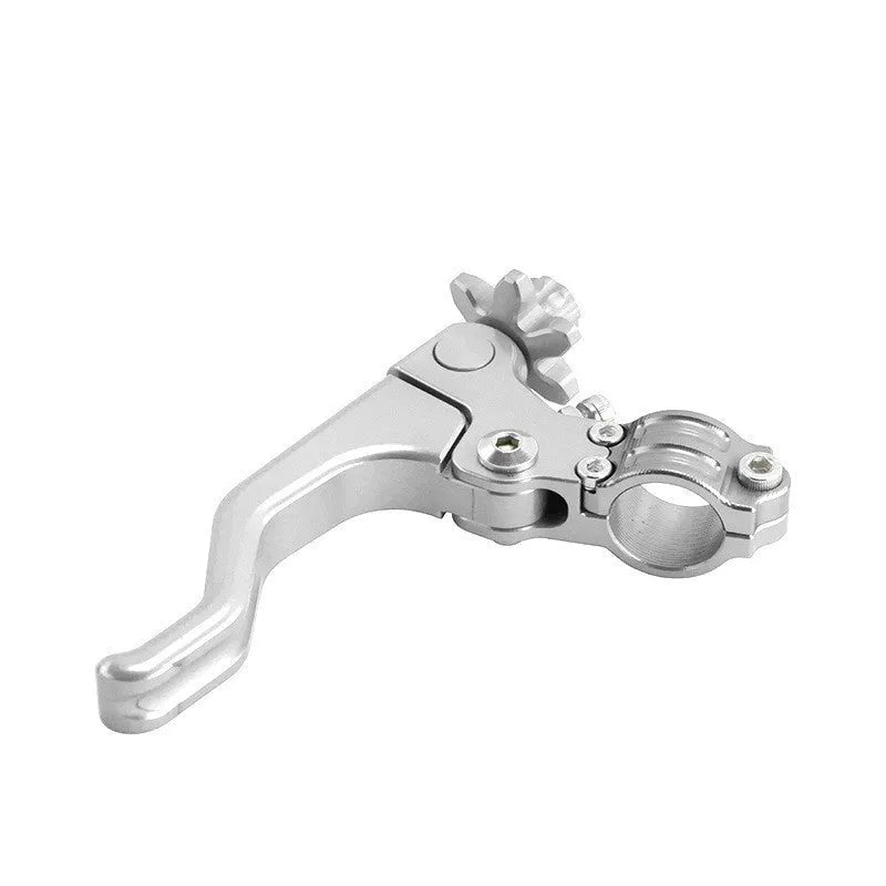 Aluminium two-finger motorcycle clutch lever shown in multiple colour options