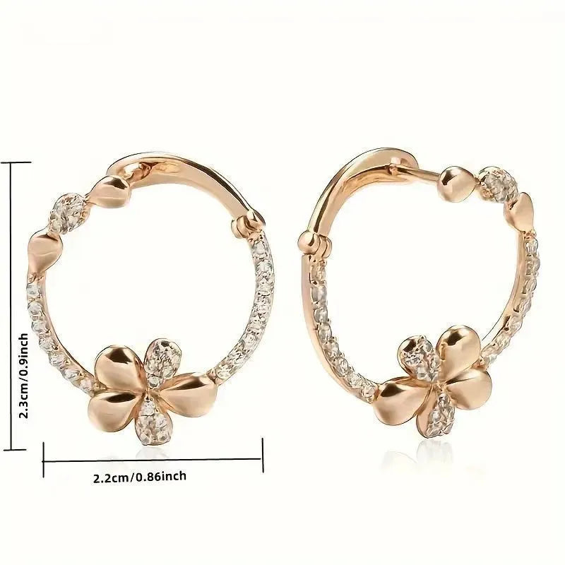 Copper geometric round ring earrings for women with electroplated finish in colour EK13286-FD-01.