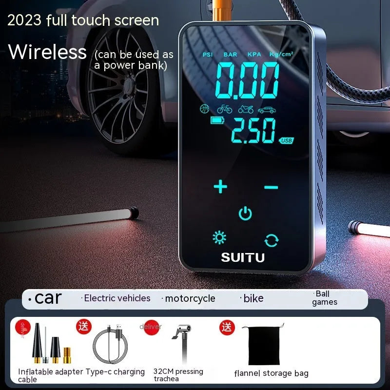 ST-9616C wireless portable car tyre inflator with LCD screen and Type-C cable