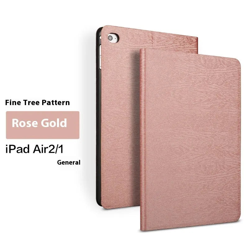Sapphire blue imitation leather iPad protective cover showing bracket design for anti-fall security.