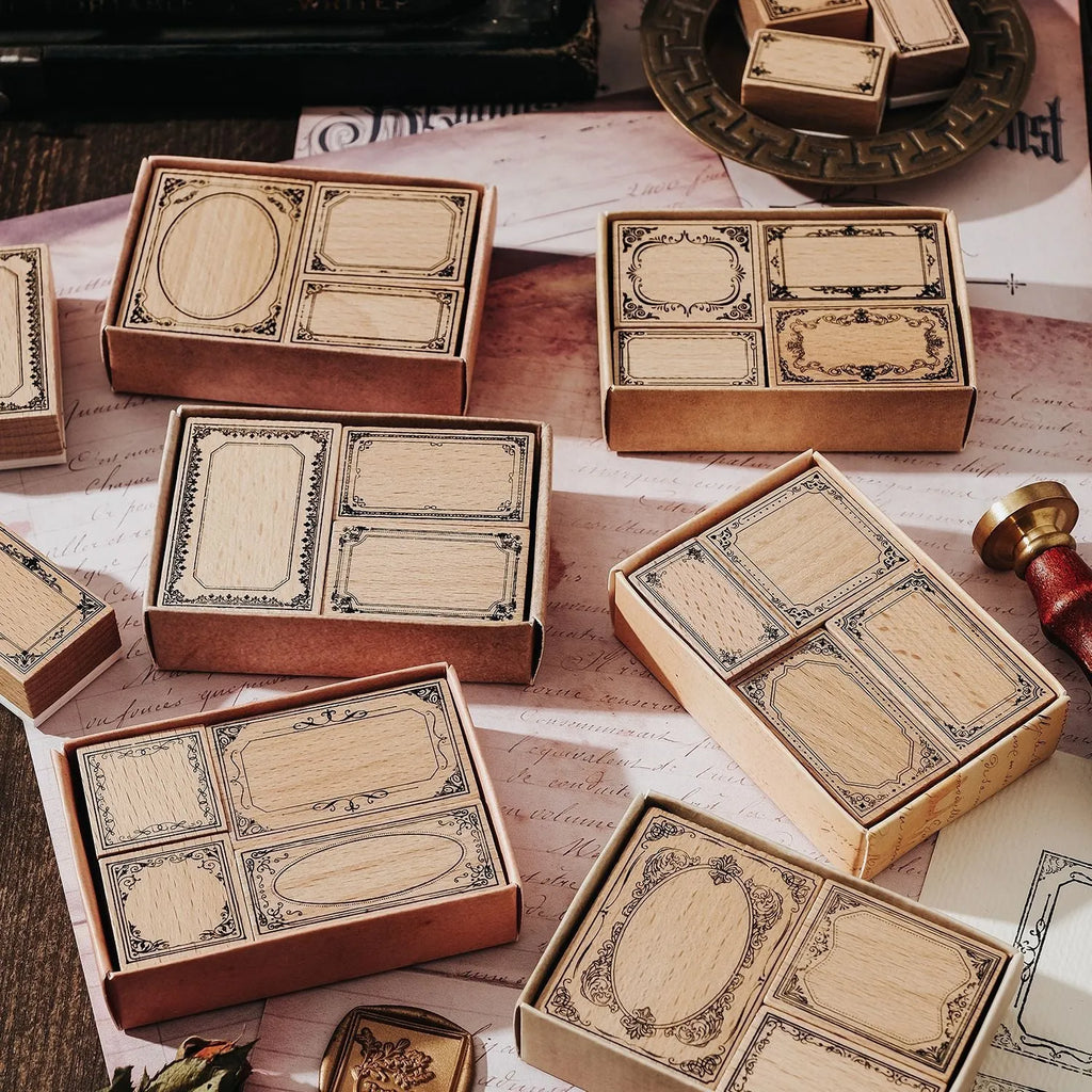 Candy Posts Baroque Fantasia wooden seal with printed painting square shape
